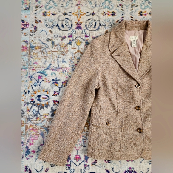 L.L. Bean, Womens Brown Tweed Lined Soft Warm Tailor Fit Blazer Jacket, s… - Picture 4 of 16